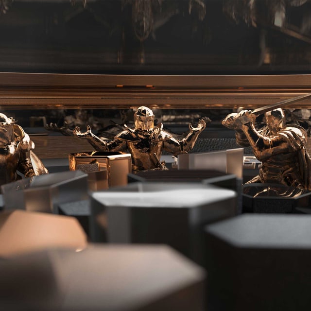 Inside the watch Knights of the Round Table, with the posture of knights