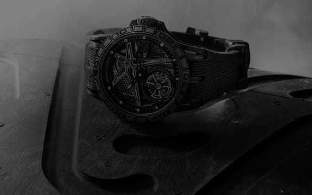 Roger Dubuis Excalibur collection watch on a Pirelli tire